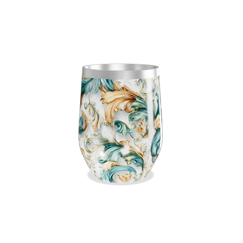 Copo Térmico Slim - Floral Verde Dourado