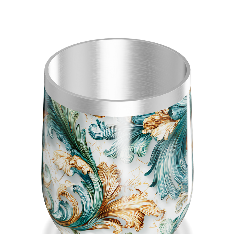 Copo Térmico Slim - Floral Verde Dourado