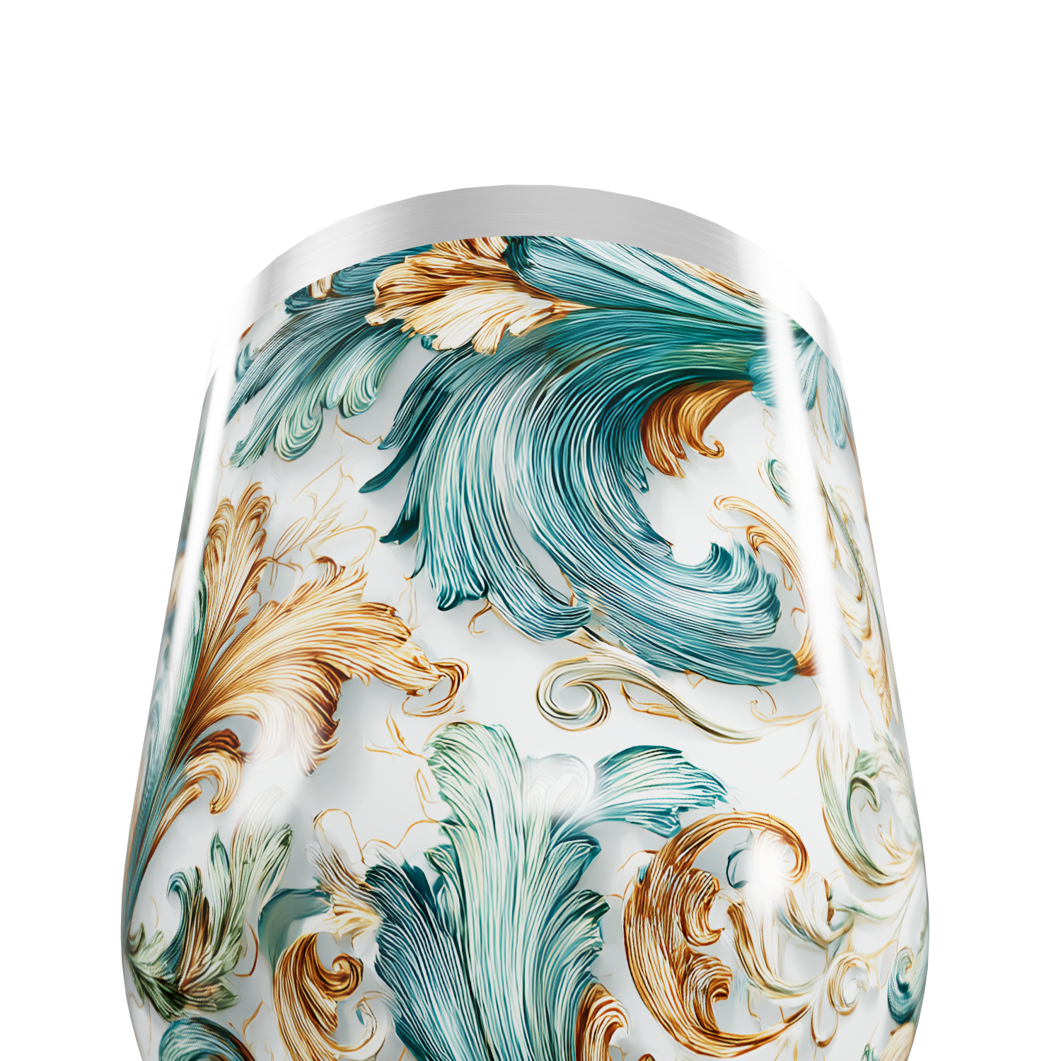 Copo Térmico Slim - Floral Verde Dourado