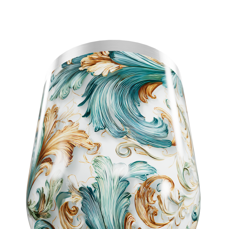 Copo Térmico Slim - Floral Verde Dourado