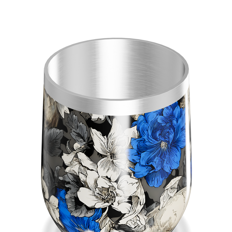 Copo Térmico Slim - Flores e Caveiras Azul