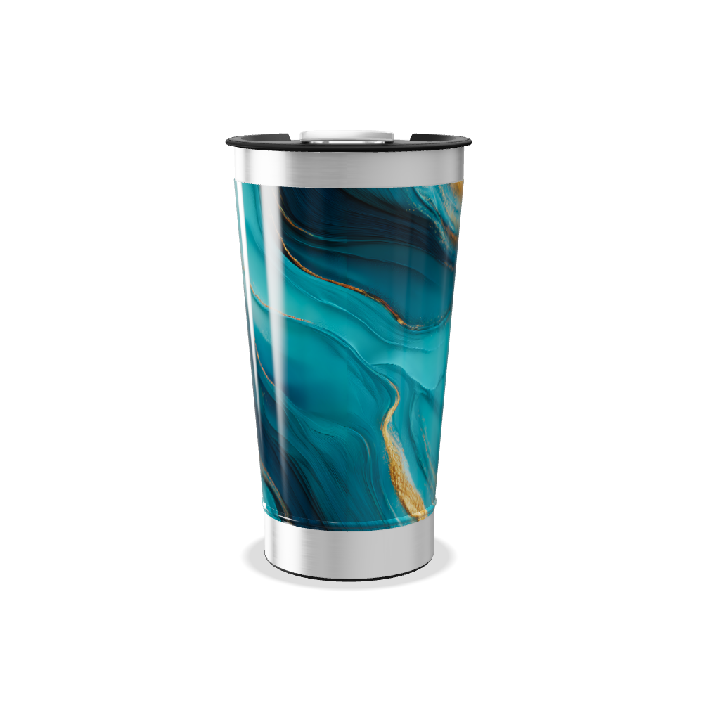 Copo Térmico - Azul com Estampa Abstrata