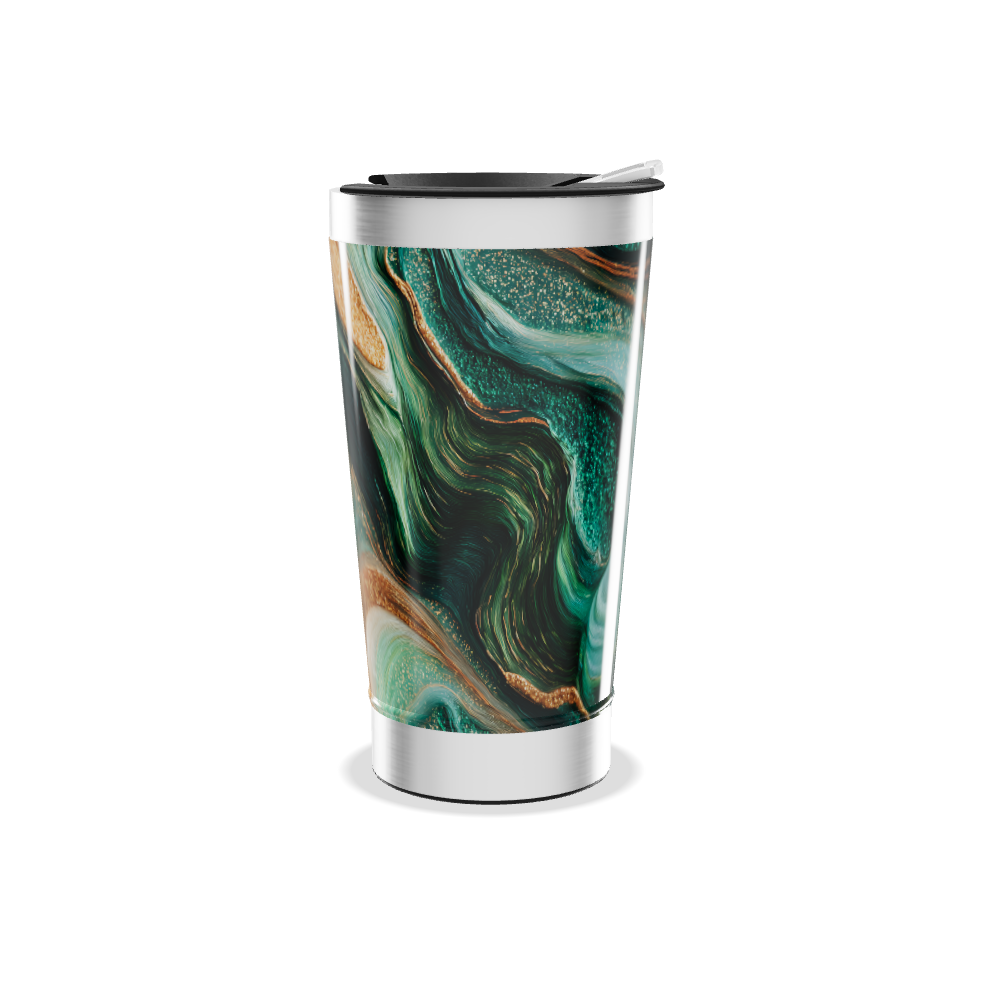 Copo Térmico - Mármore Verde Dourado