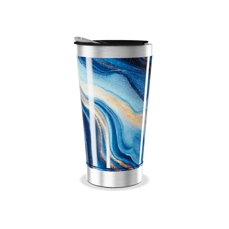 Copo Térmico - Estampa Azul e Dourada