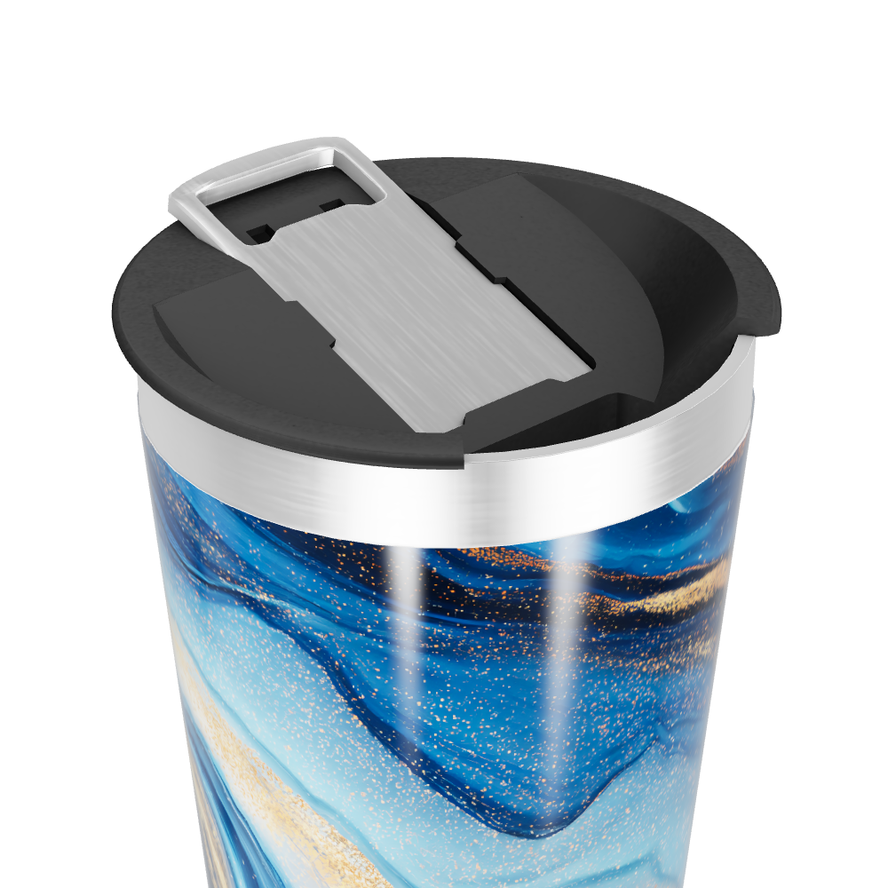 Copo Térmico - Estampa Azul e Dourada