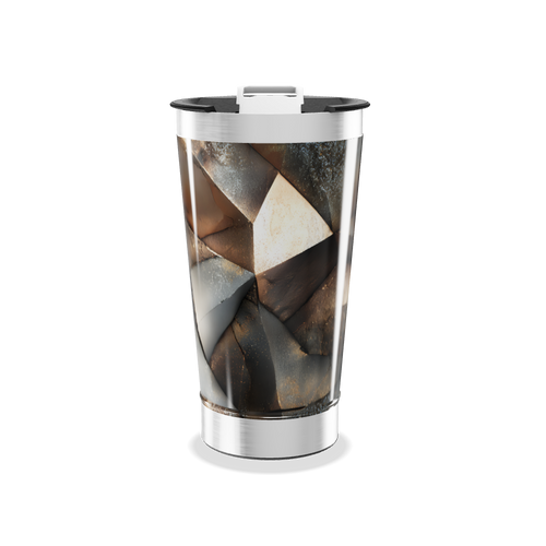 Copo Térmico - Design Geométrico Metalizado