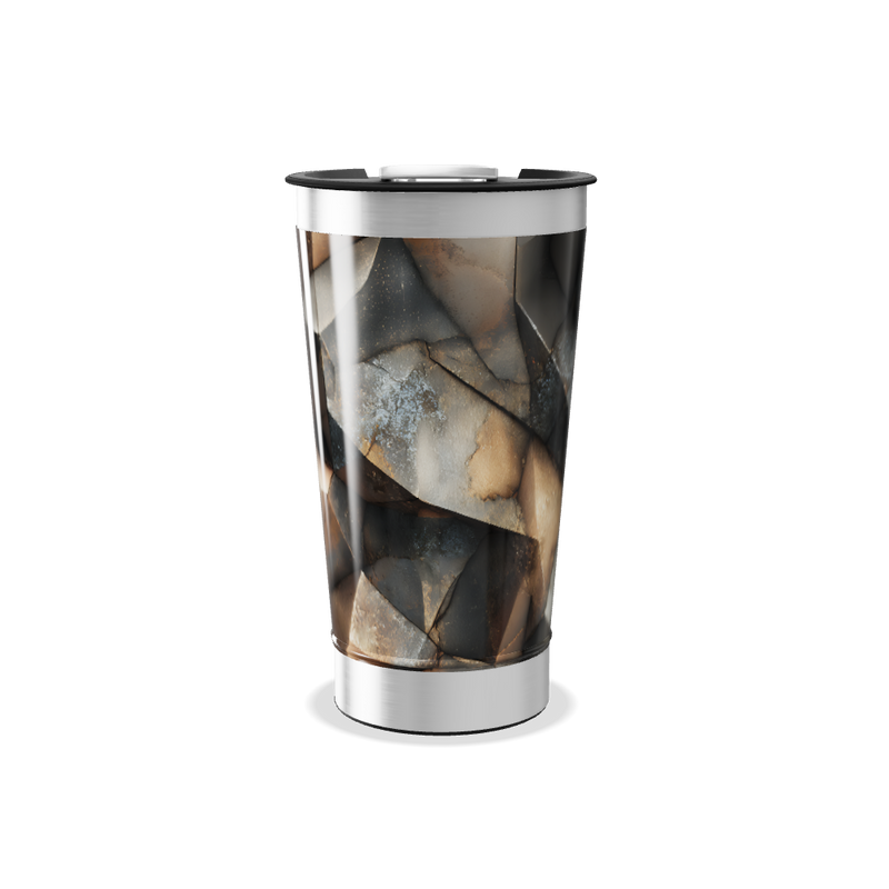 Copo Térmico - Design Geométrico Metalizado