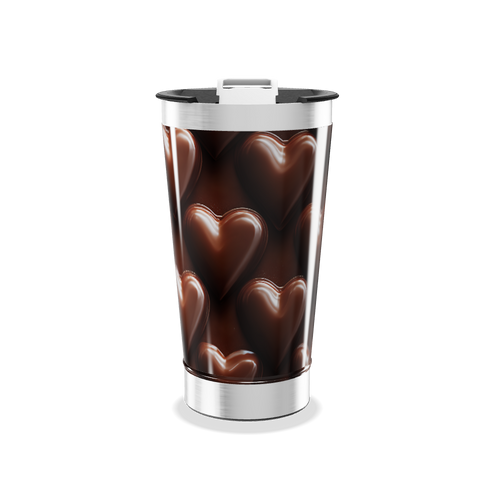 Copo Térmico - Estampa Corações Chocolate