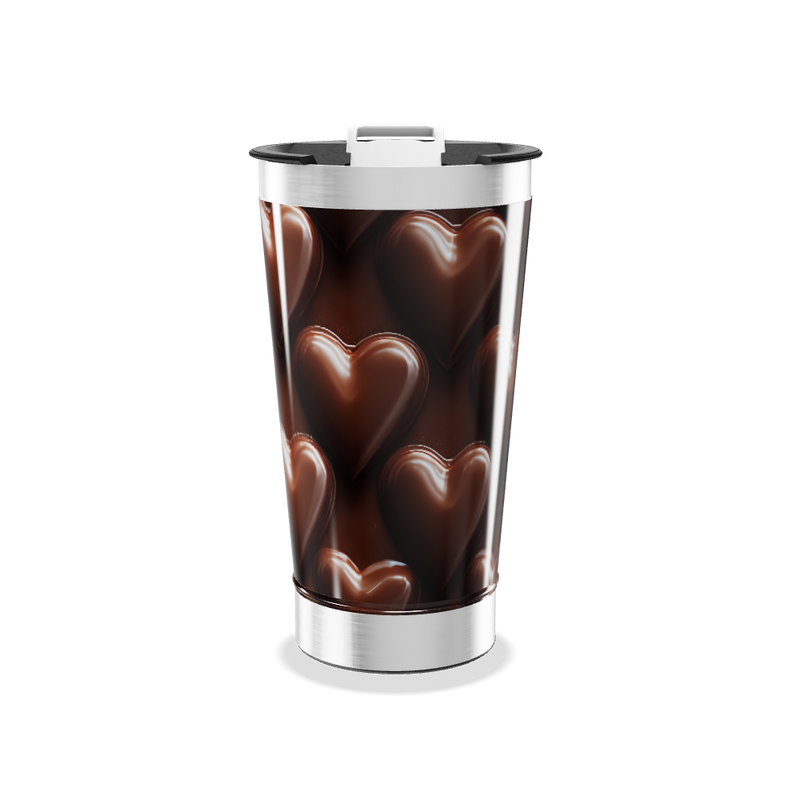 Copo Térmico - Estampa Corações Chocolate