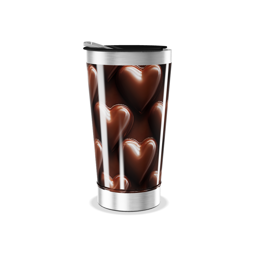 Copo Térmico - Estampa Corações Chocolate