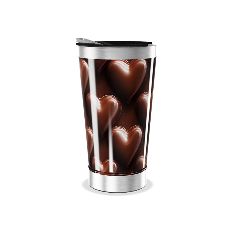 Copo Térmico - Estampa Corações Chocolate