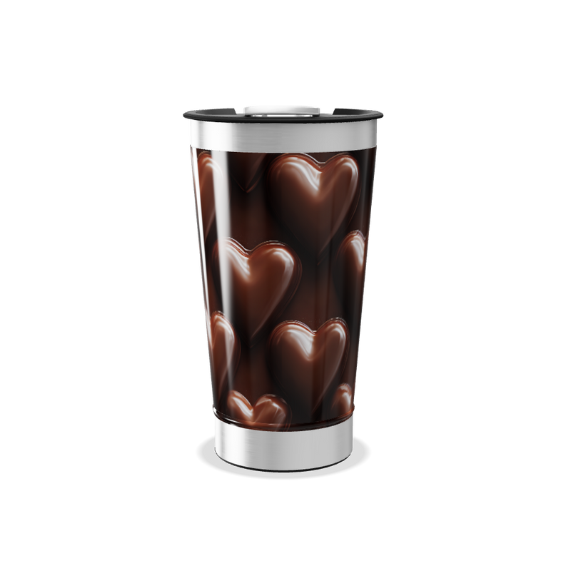 Copo Térmico - Estampa Corações Chocolate