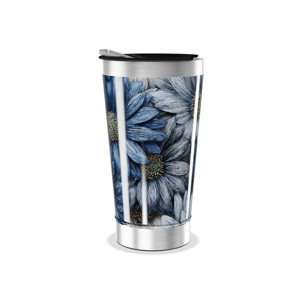 Copo Térmico - Floral Azul Inox