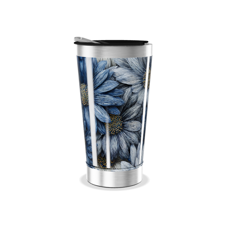 Copo Térmico - Floral Azul Inox