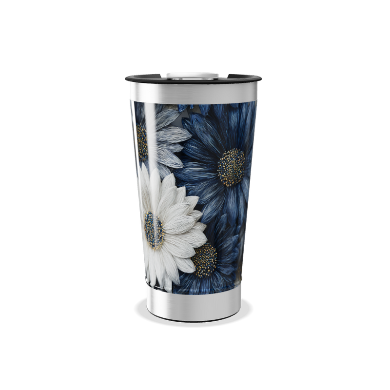 Copo Térmico - Floral Azul Inox