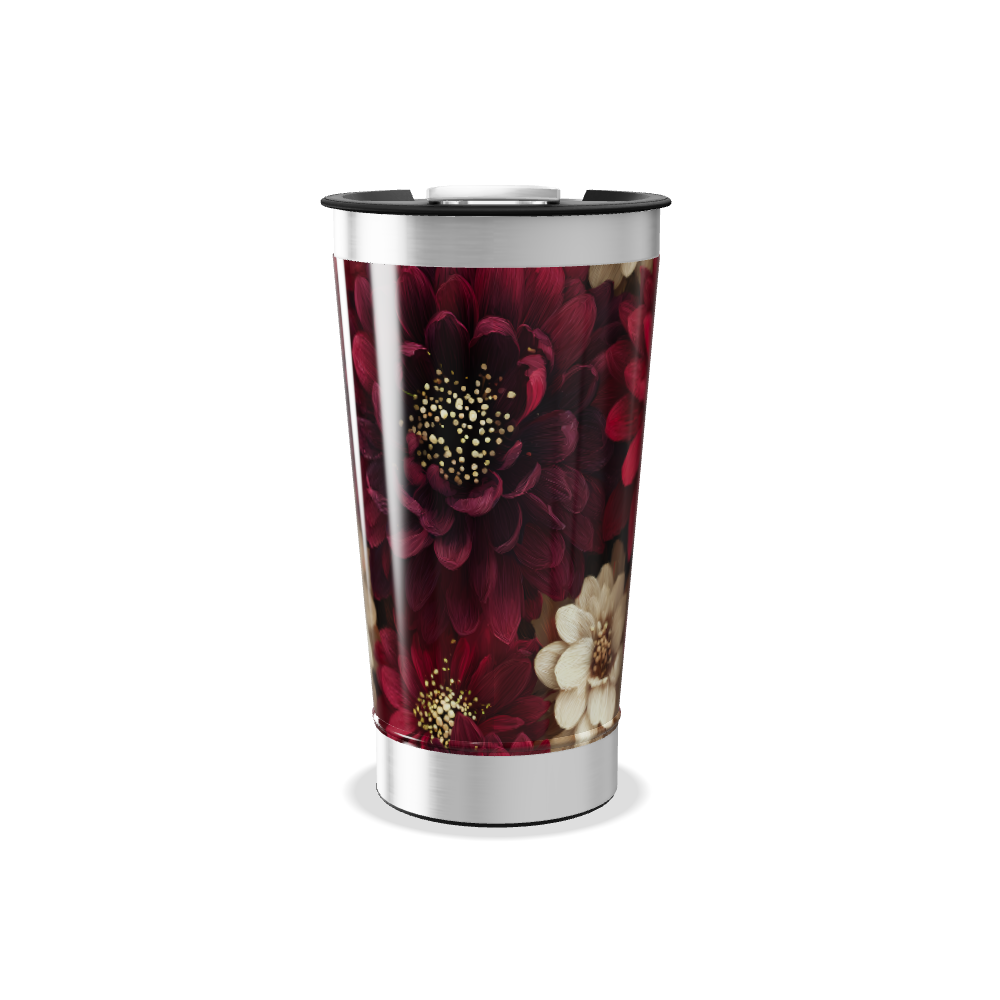Copo Térmico - Flores Vermelhas e Brancas