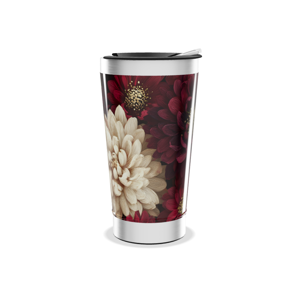 Copo Térmico - Flores Vermelhas e Brancas