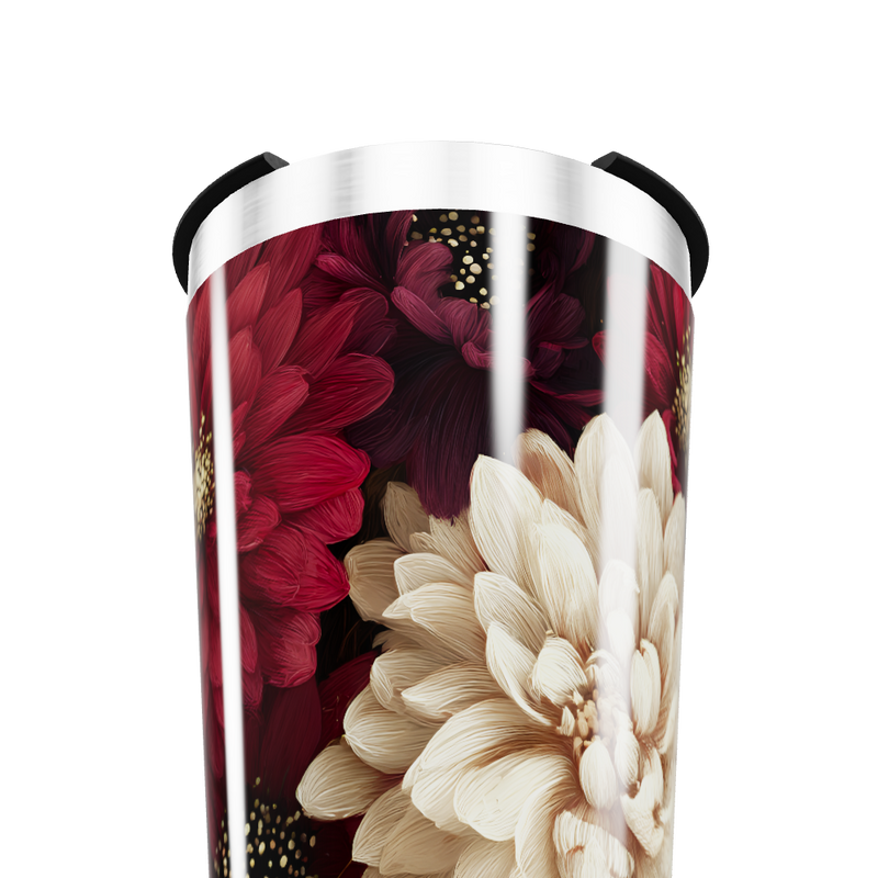 Copo Térmico - Flores Vermelhas e Brancas