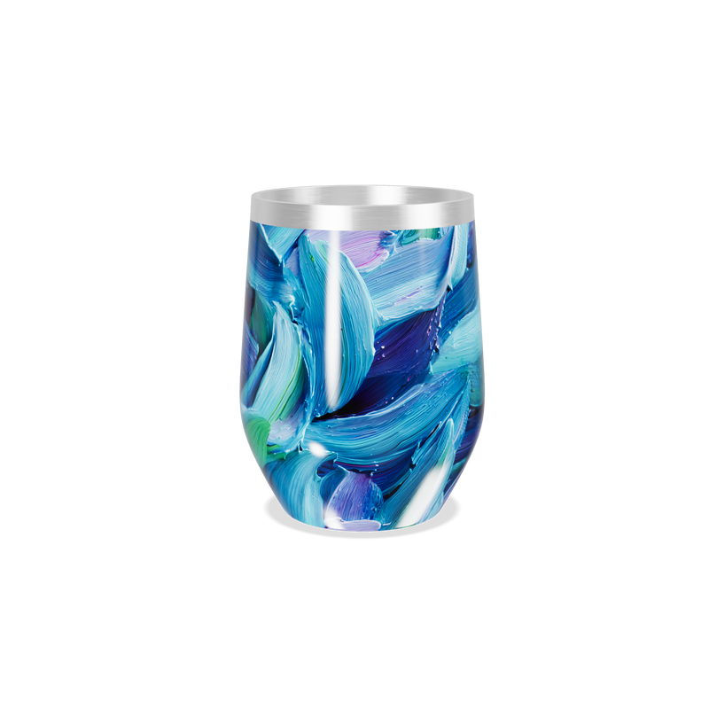 Copo Térmico Slim - Azul Abstrato Aço Inox