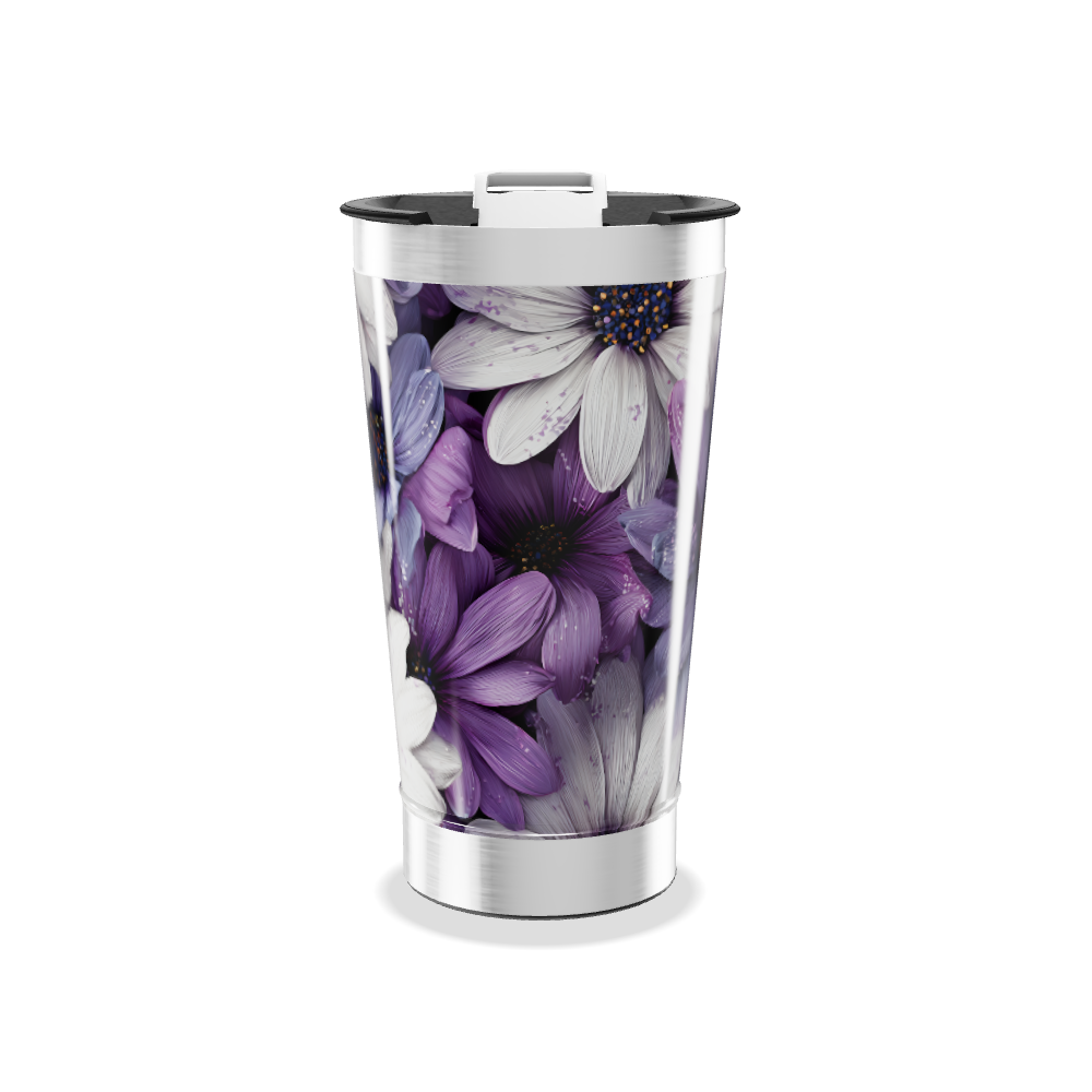 Copo Térmico - Flores Roxas em Aço Inox