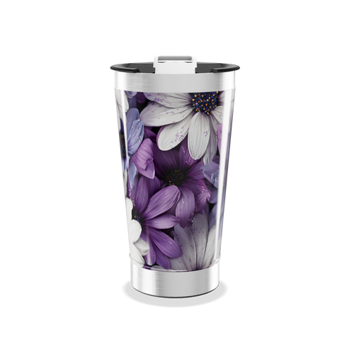 Copo Térmico - Flores Roxas em Aço Inox