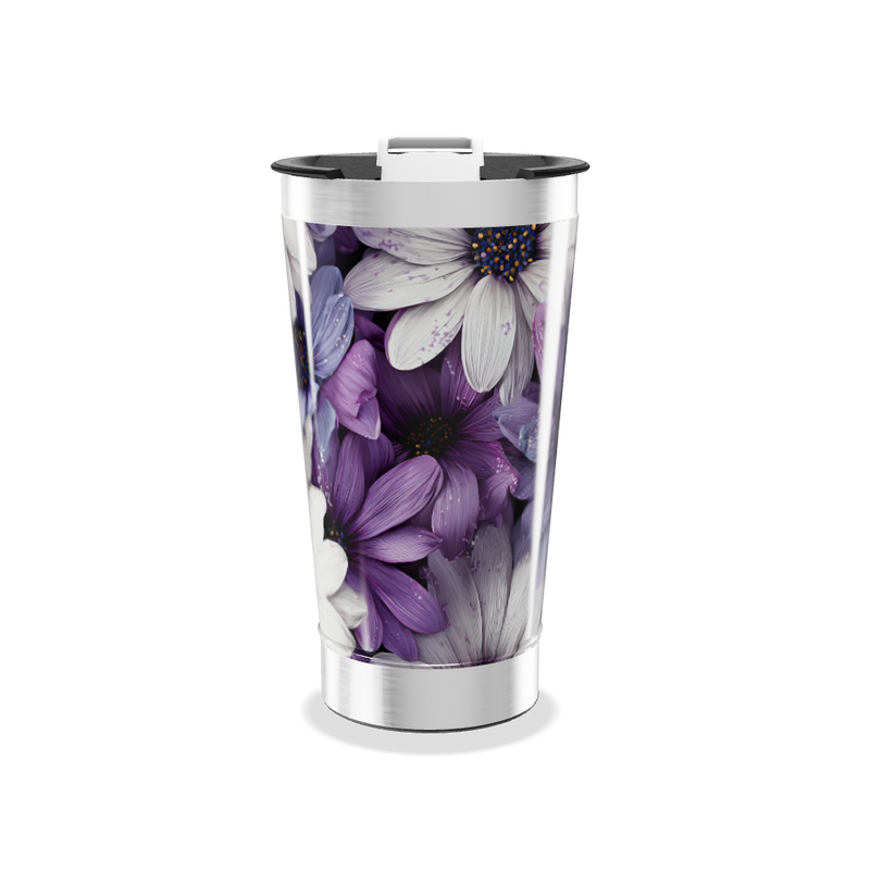 Copo Térmico - Flores Roxas em Aço Inox