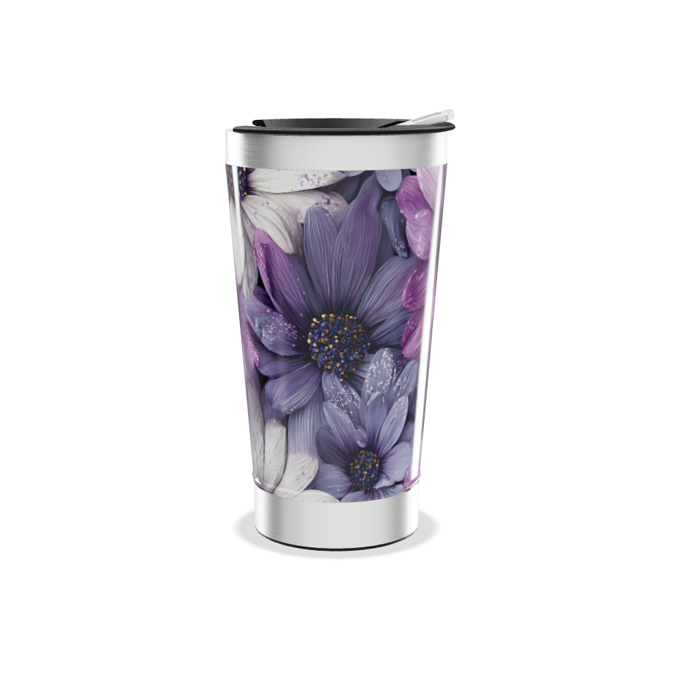 Copo Térmico - Flores Roxas em Aço Inox