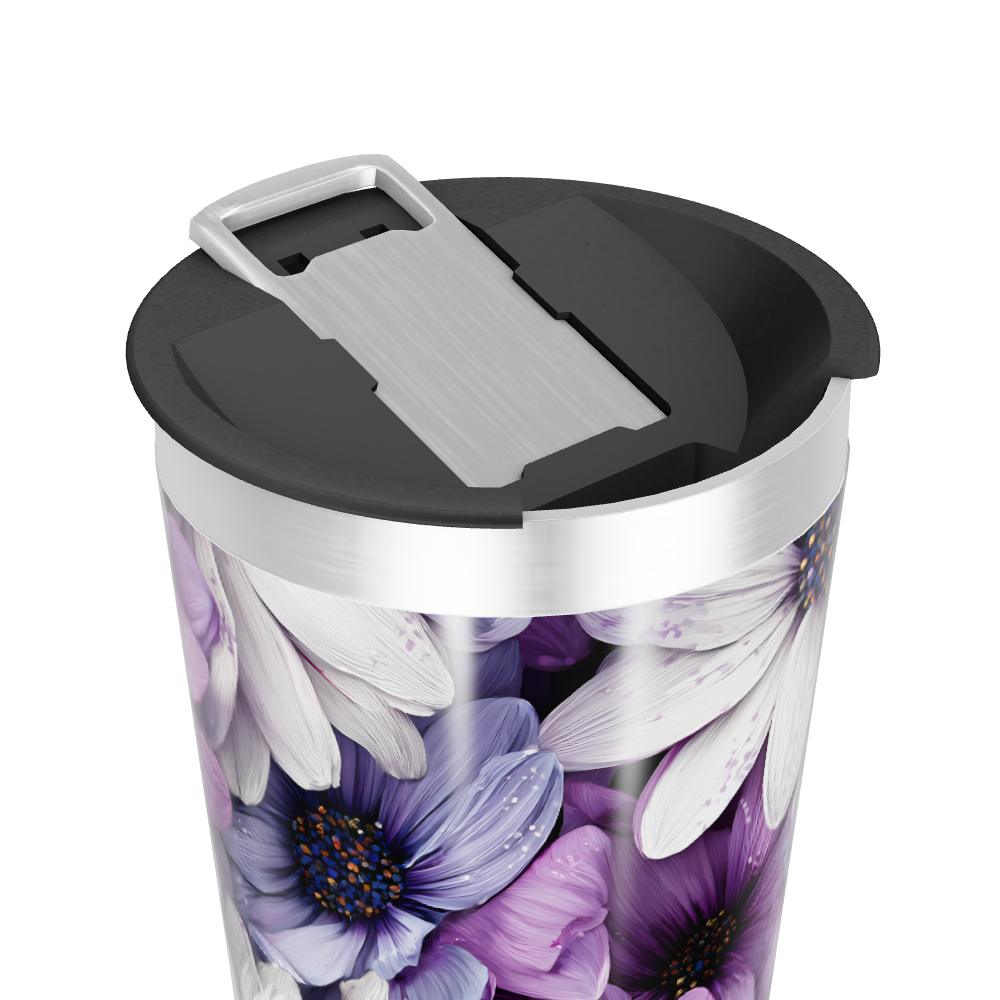 Copo Térmico - Flores Roxas em Aço Inox