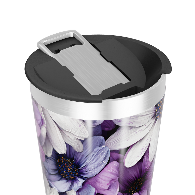 Copo Térmico - Flores Roxas em Aço Inox