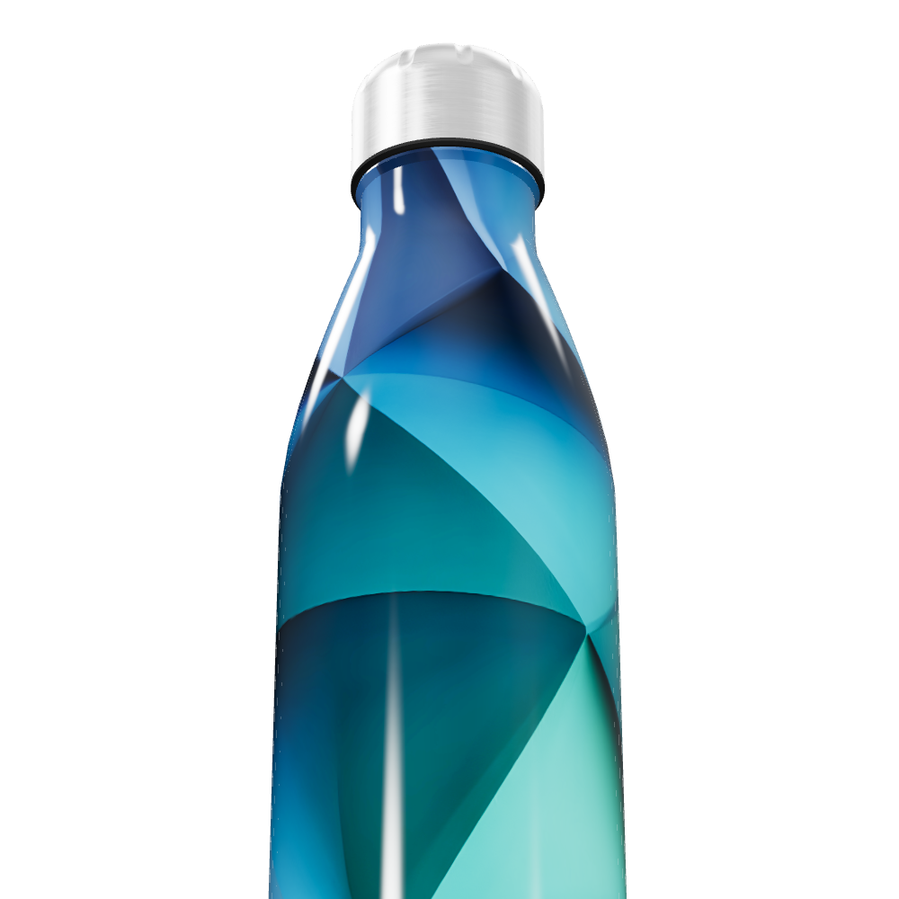 Garrafa Inox - Estampa Azul Geométrica