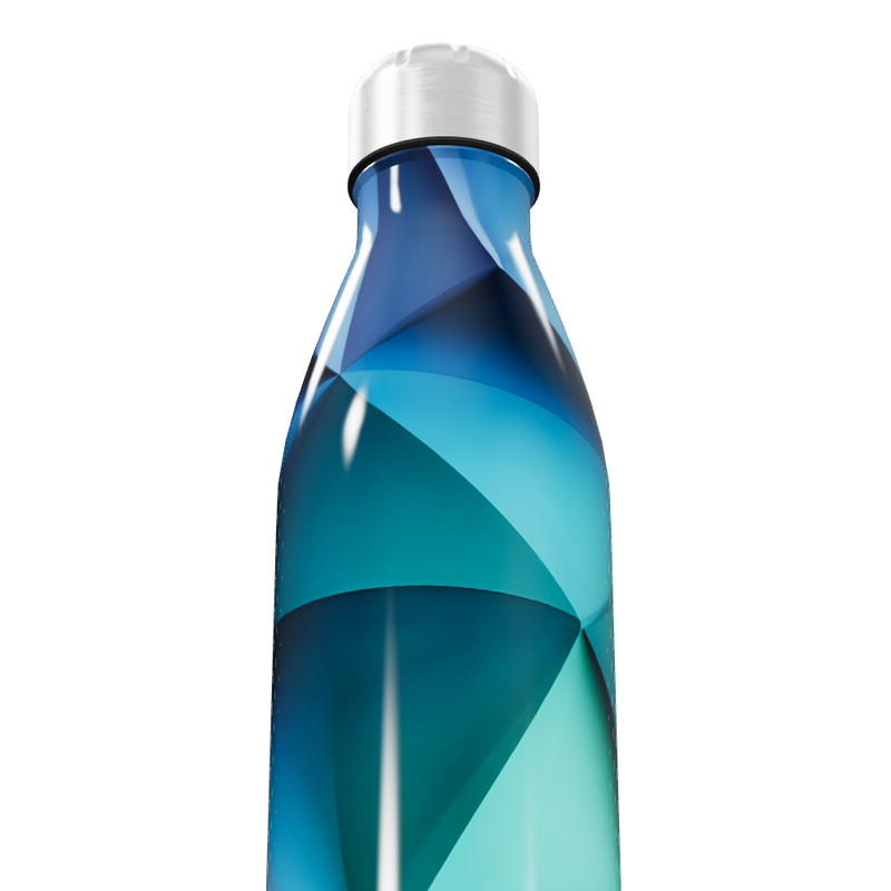 Garrafa Inox - Estampa Azul Geométrica