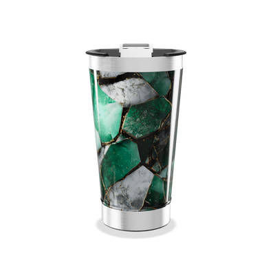 Copo Térmico - Verde Mármore Elegante