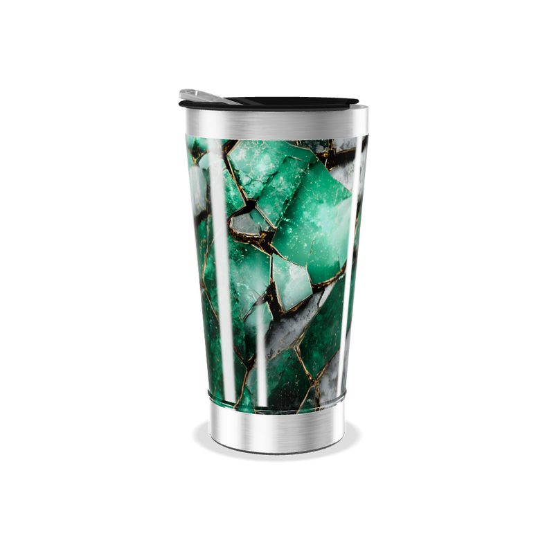 Copo Térmico - Verde Mármore Elegante