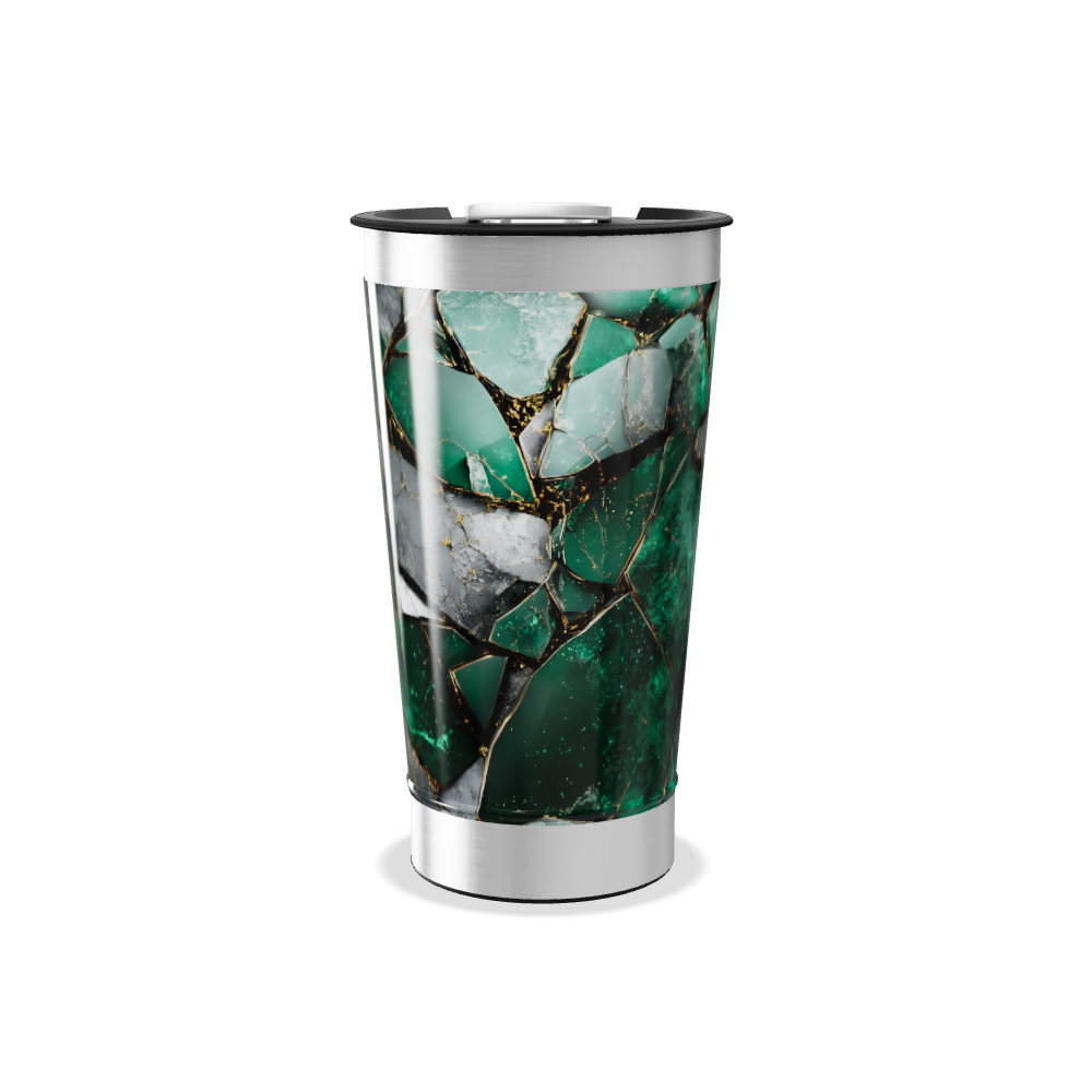 Copo Térmico - Verde Mármore Elegante