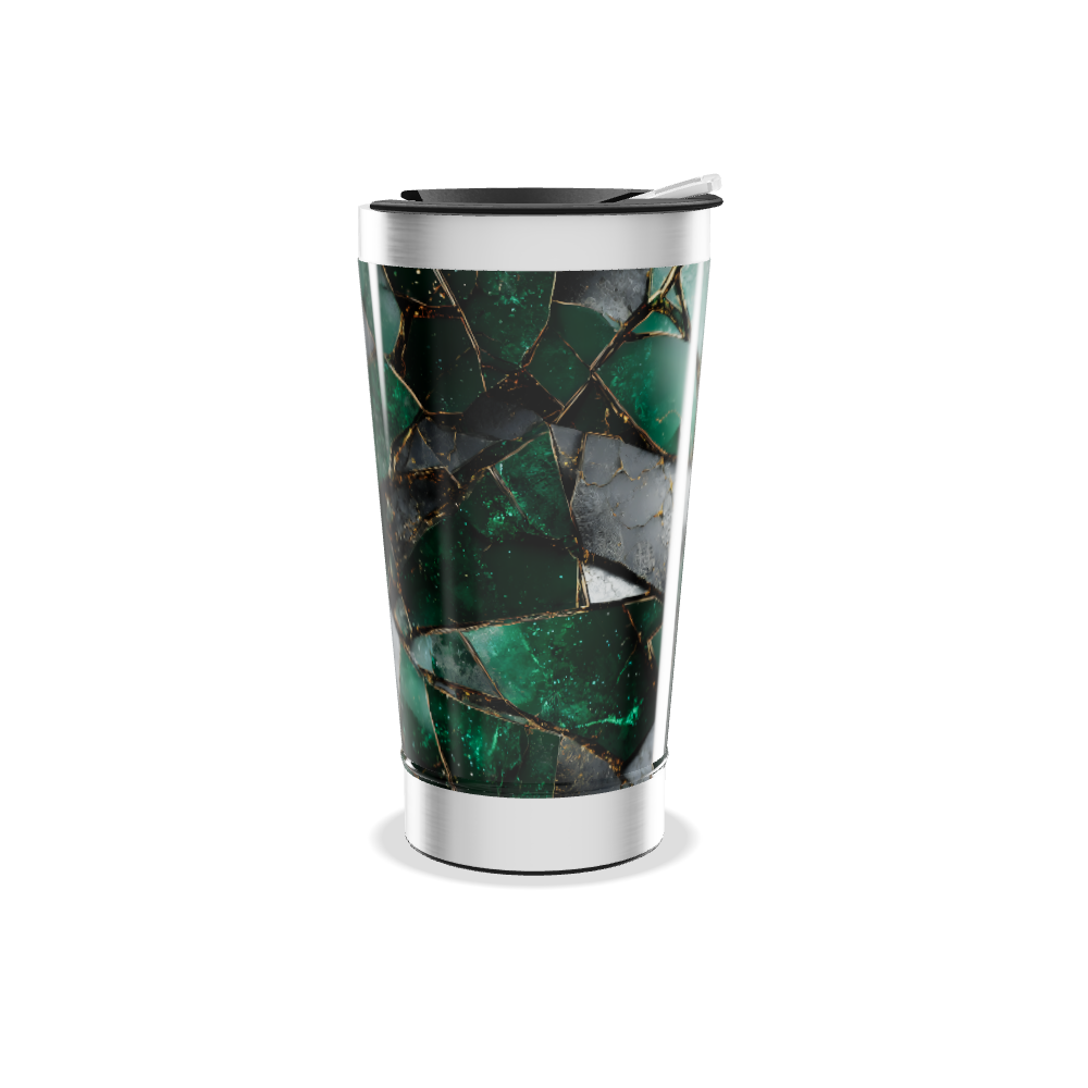 Copo Térmico - Verde Mármore Elegante