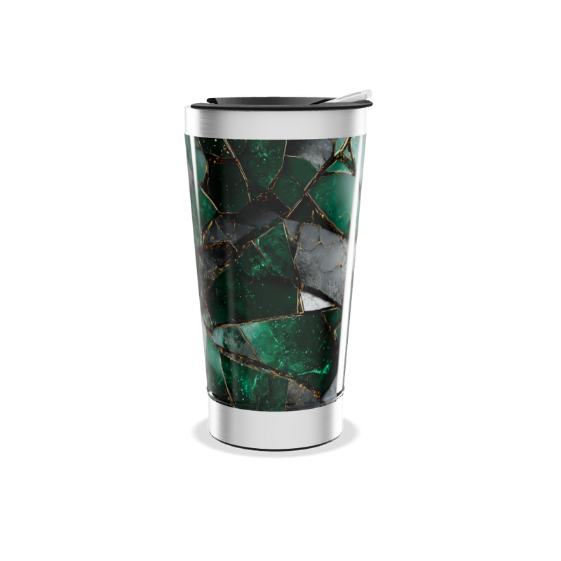 Copo Térmico - Verde Mármore Elegante