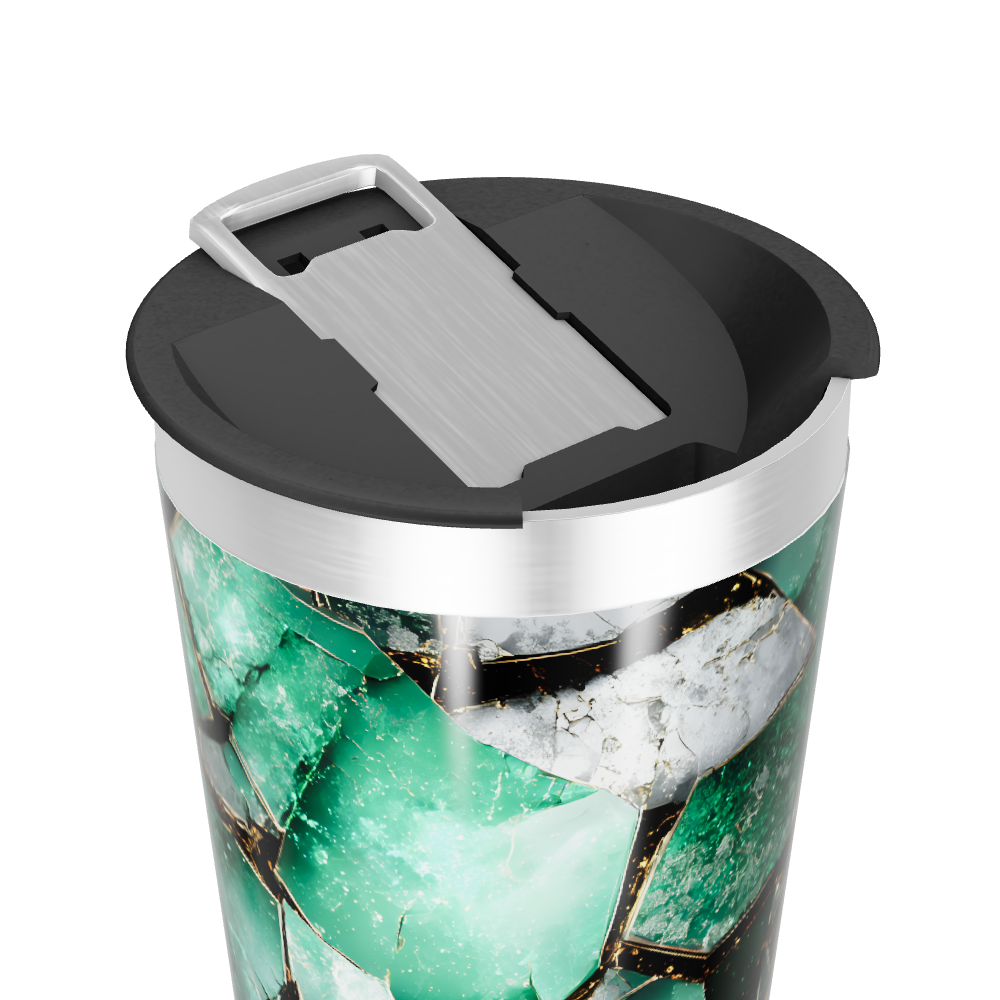 Copo Térmico - Verde Mármore Elegante