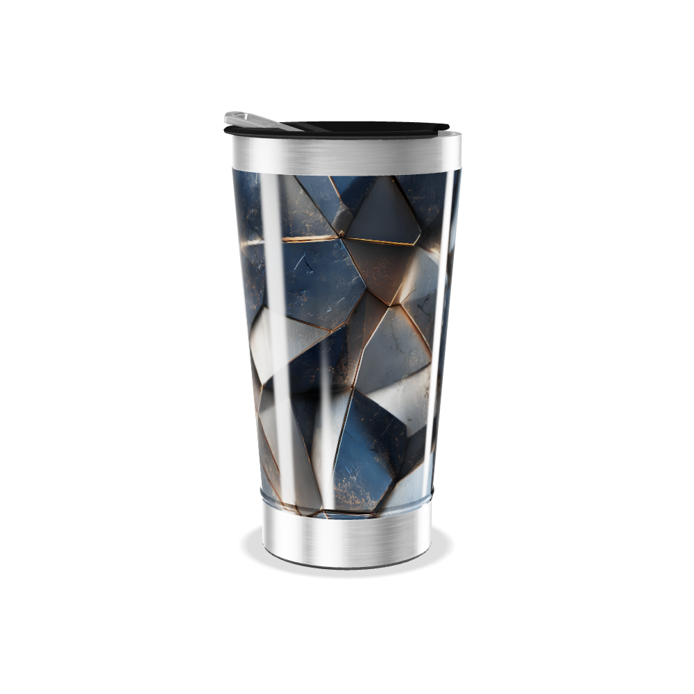 Copo Térmico - Geométrico Azul e Prata