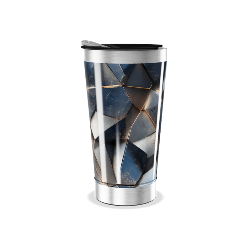 Copo Térmico - Geométrico Azul e Prata