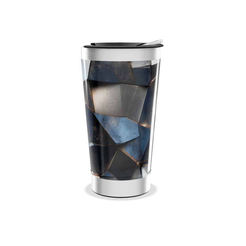 Copo Térmico - Geométrico Azul e Prata