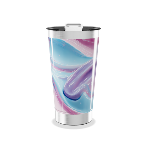 Copo Térmico - Design Abstrato Azul e Rosa