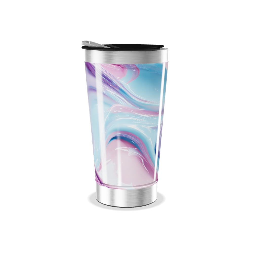 Copo Térmico - Design Abstrato Azul e Rosa