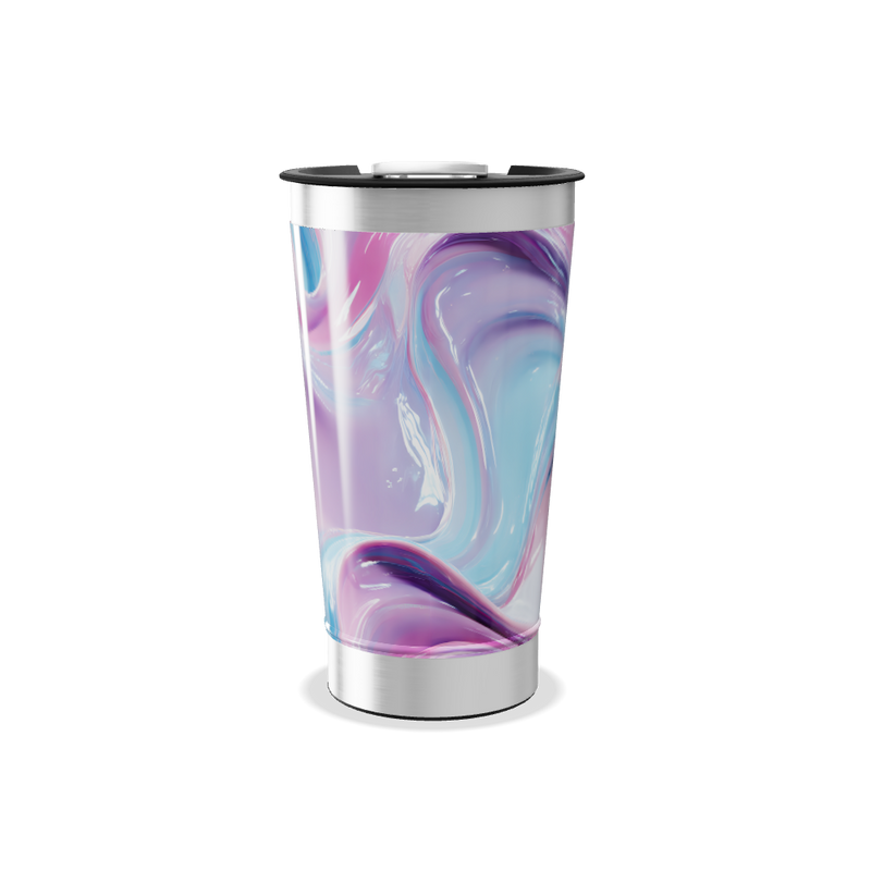Copo Térmico - Design Abstrato Azul e Rosa