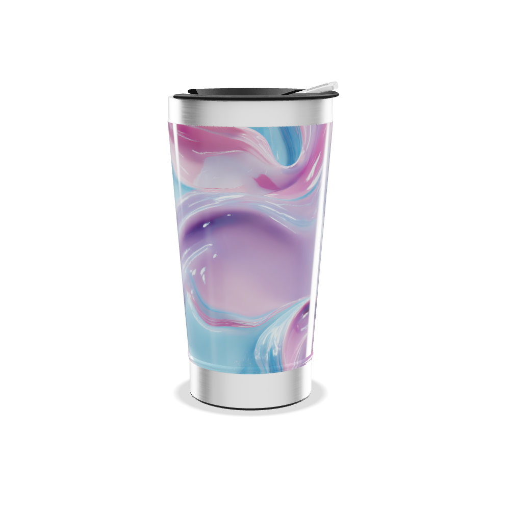 Copo Térmico - Design Abstrato Azul e Rosa