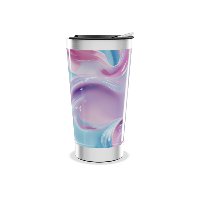 Copo Térmico - Design Abstrato Azul e Rosa