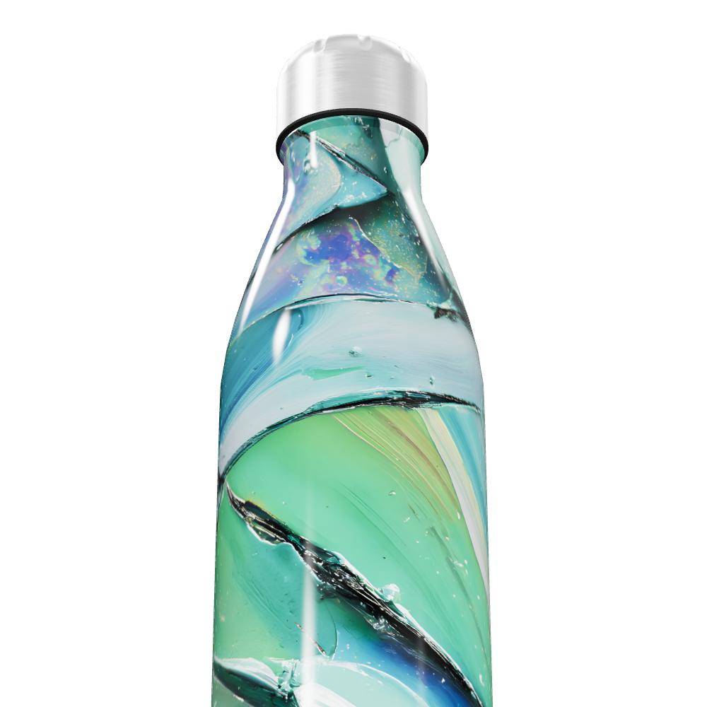 Garrafa Inox - Estampa Abstrata Verde