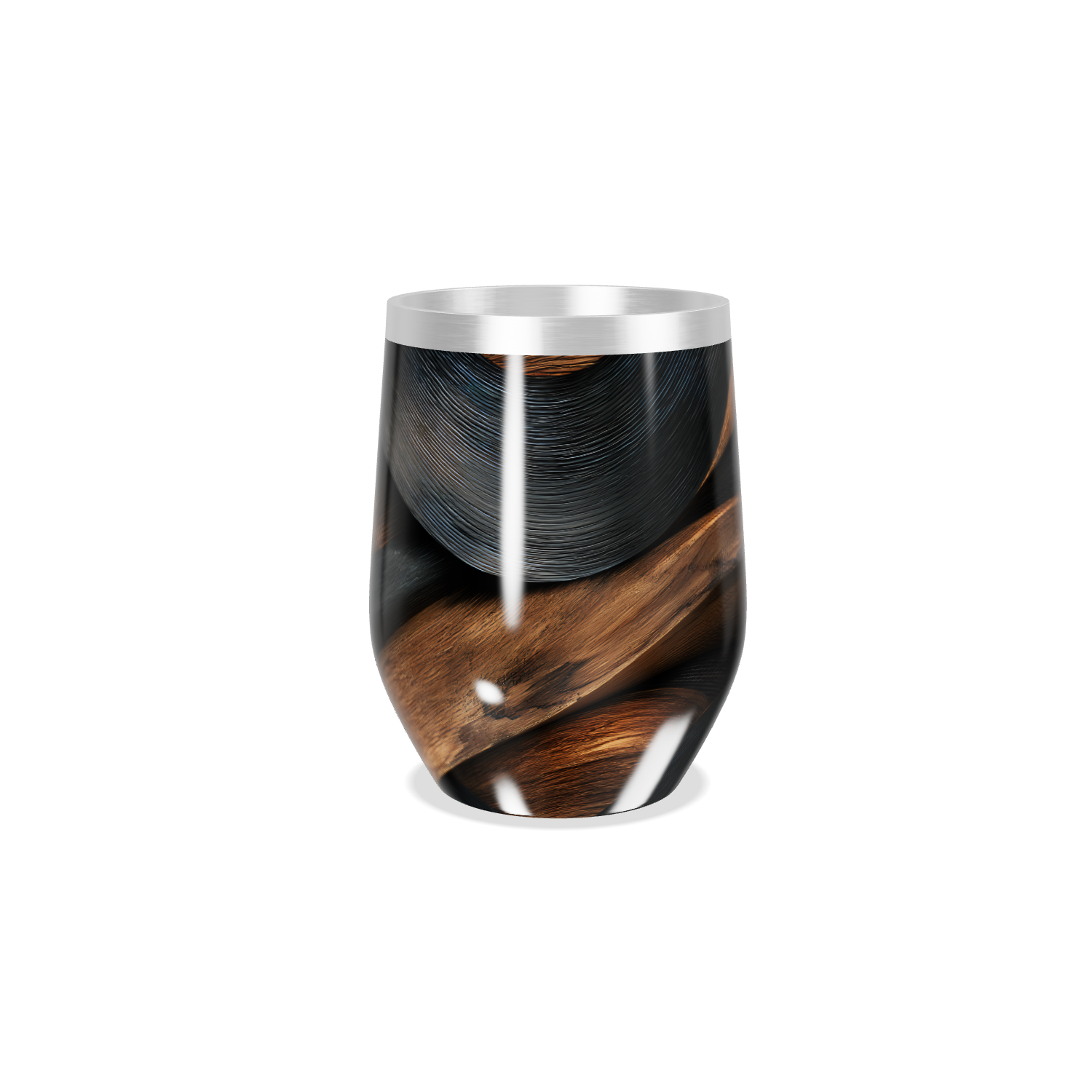 Copo Térmico Slim - Preto com Estampa Ondulada