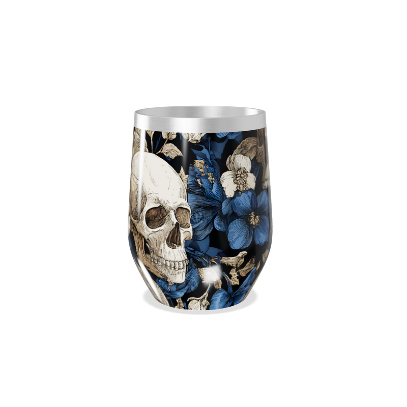 Copo Térmico Slim Caveira Floral aço inox azul