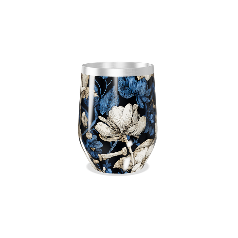 Copo Térmico Slim Caveira Floral aço inox azul