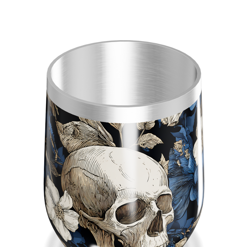 Copo Térmico Slim Caveira Floral aço inox azul